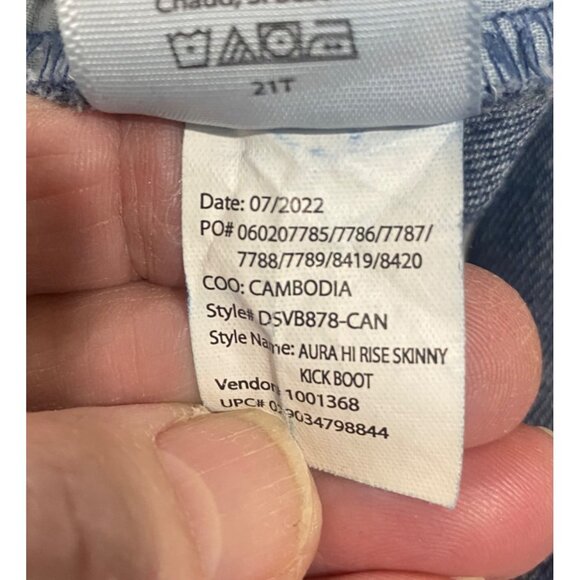 Sofia Aura High Rise Skinny Kick Boot Jeans Womens Size 10 Medium Wash Frayed He - Picture 7 of 15